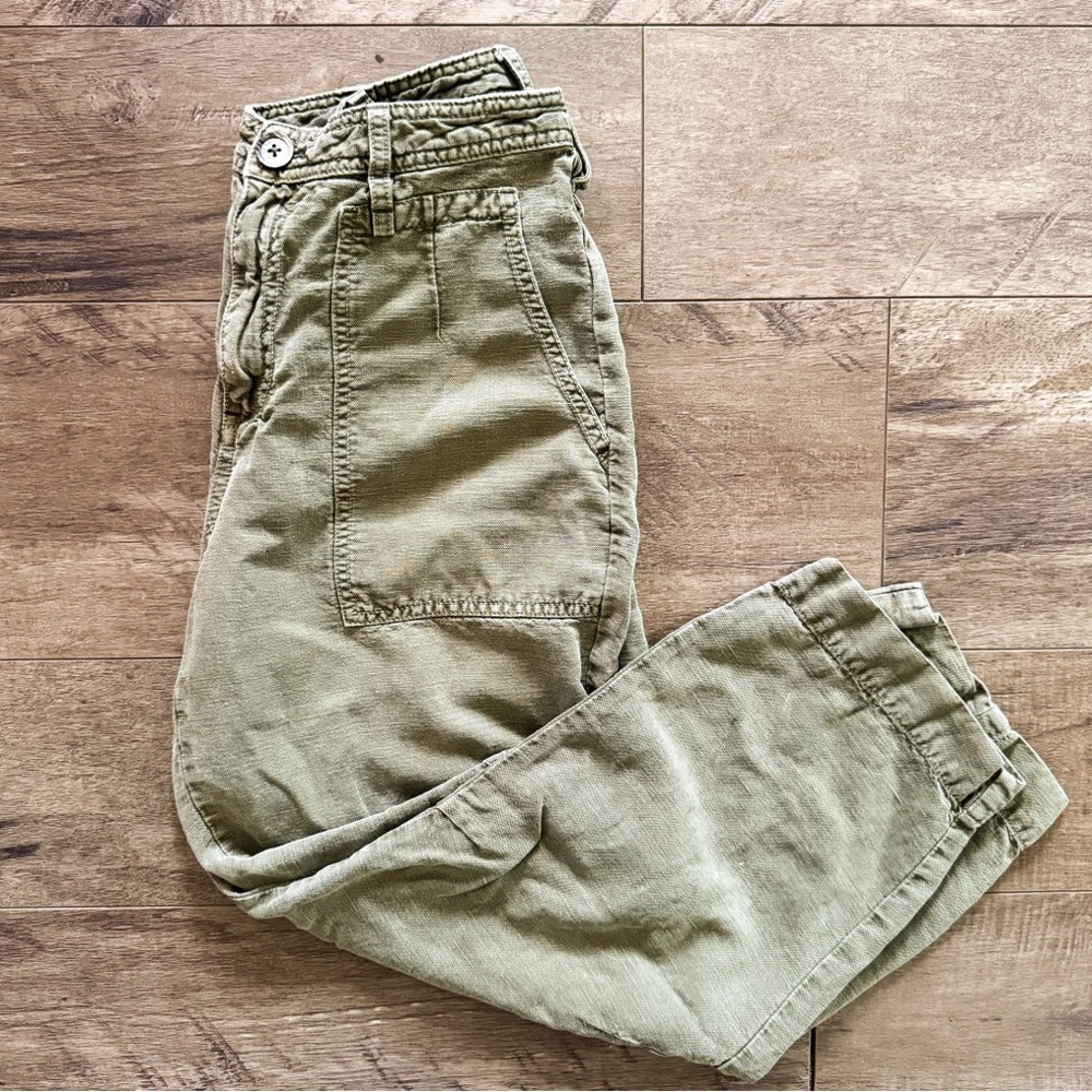 Anthro Olive Green Cargo Pants Size 25 Utility Straight Leg